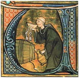 Monk sneaking a drink
